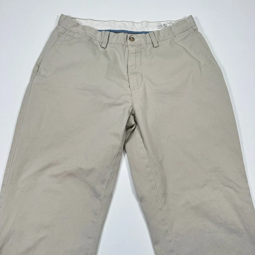 Polo Ralph Lauren Mens Chinos 34x32 Khaki Relaxed Fit Cotton Twill Casual